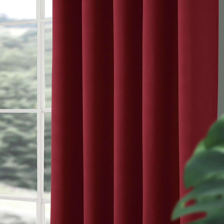 Woven Blackout Eyelet Curtains Red - Ideal