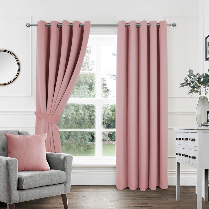 Woven Blackout Eyelet Curtains Soft Pink - Ideal
