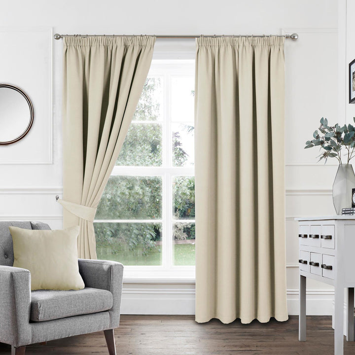 Woven Blackout Tape Top Curtains Natural - Ideal