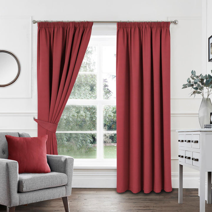 Woven Blackout Tape Top Curtains Red - Ideal