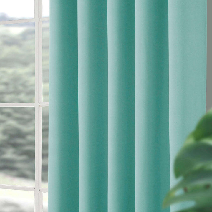 Woven Blackout Tape Top Curtains Teal - Ideal