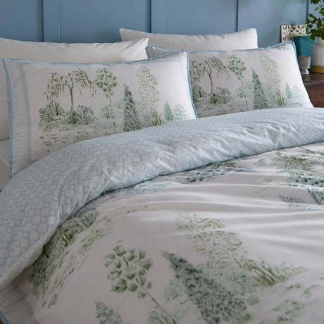 Appletree Willow Tree Scene Blue 100% Cotton 200 Thread Count Duvet Cover Set 4