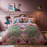 Matthew Williamson Xanadu Peacock 200 Thread Count Cotton Sateen Duvet Cover Set with Pillowcase Pink