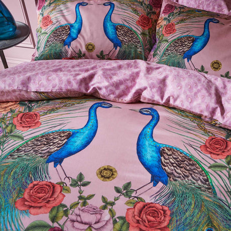 Matthew Williamson Xanadu Peacock 200 Thread Count Cotton Sateen Duvet Cover Set with Pillowcase Pink