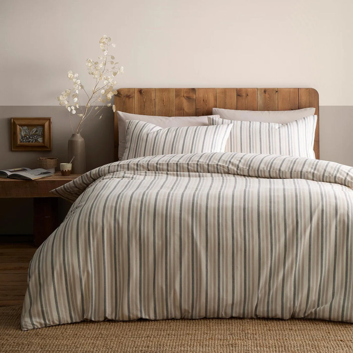 Yarn Dyed Woven 100% Cotton Duvet Cover Set - Natural