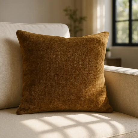 York Chenille Cushion Cover and Filled Cushion 18" x 18" (45cm x 45cm) - Ochre