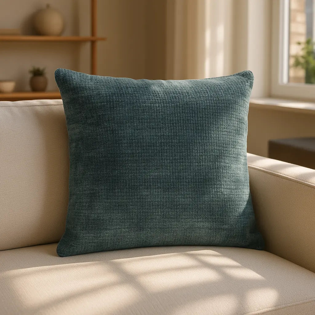 York Chenille Petrol Cushion Cover and Filled Cushion 45cm x 45cm