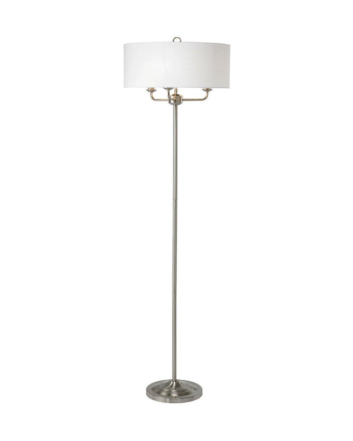 Grantham Floor Lamp - Cotton Shade - Satin Nickel - Ideal