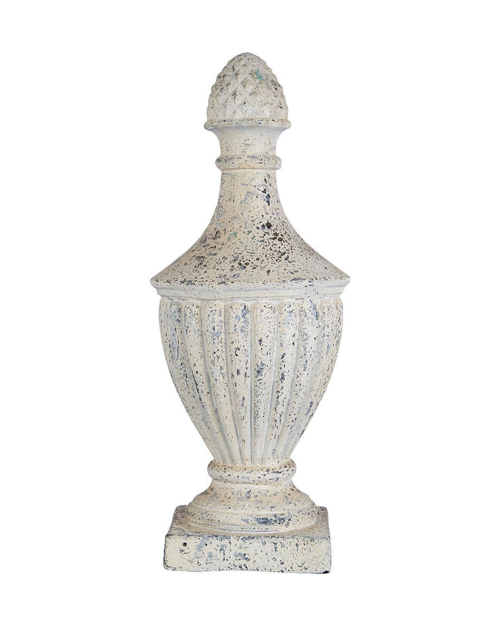 Distressed White Fibreglass Acorn Finial Urn - Ideal