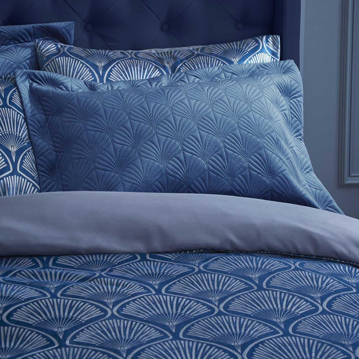 Art Deco Pearl Navy Blue Pillow Sham Pair - Ideal