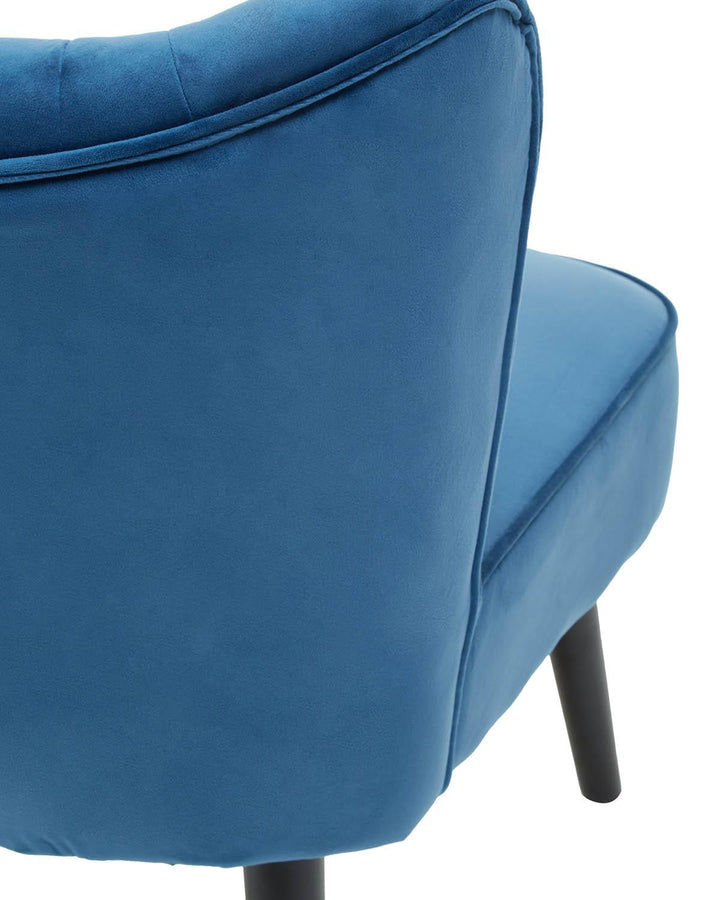 Blue Velvet Chair Black Splayed Legs - Ideal