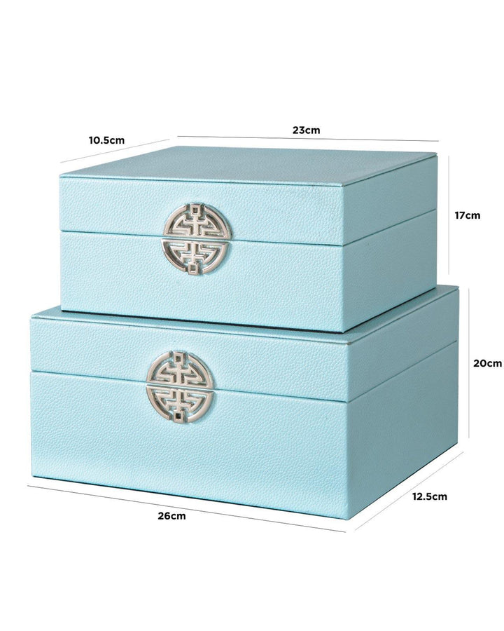Blue Faux Leather Jewellery Boxes - Ideal