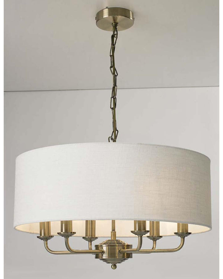 Grantham 6 Light Ceiling Fitting Antique Brass - Ideal