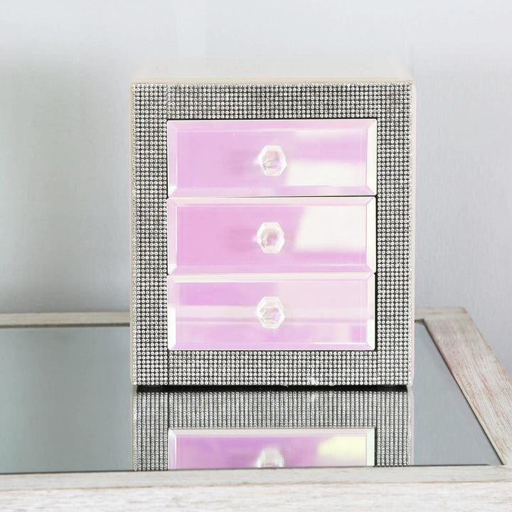 Ariana Pink Lustre 3 Drawer Jewellery Box - Ideal