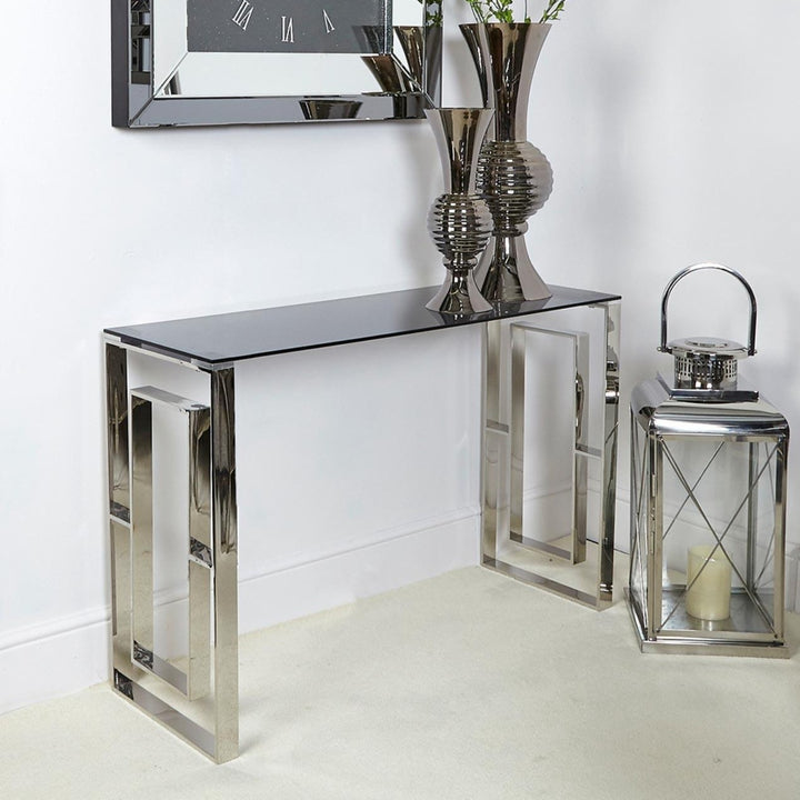 Metro Smoked Glass Console Table - Ideal