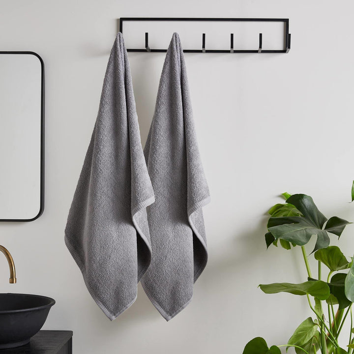 Quick Dry 100% Cotton Bath Sheet Pair Grey - Ideal