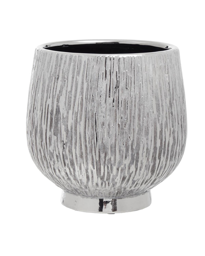 Textured Silver Ceramic Tate Large Planter - Ideal
