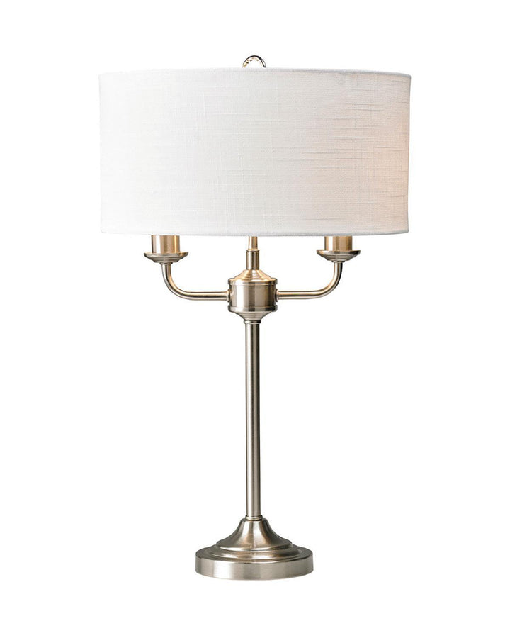 Satin Nickel Grantham Table Lamp with White Shade - Ideal
