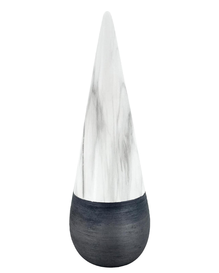 Gaia Small Black & Marble Cone Sculpture - Ideal