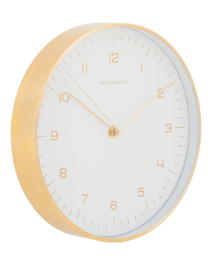 Marfa White and Gold Round Wall Clock - Ideal