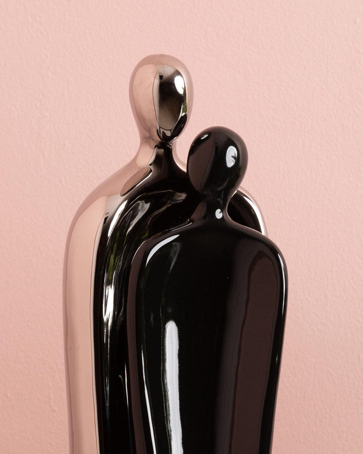 Eros Tall Silver & Black Couple Figurine - Ideal