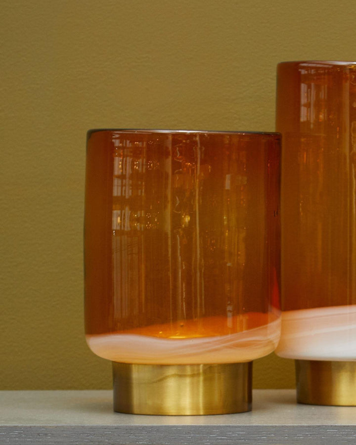 Sienna Amber & Brass Glass Vase - Ideal