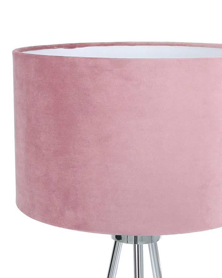 Pink Velvet Silver Tripod Table Lamp - Ideal