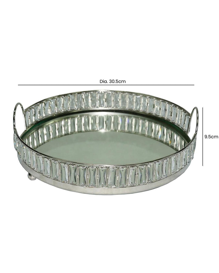 Fitzrovia Mirrored Crystal Round Tray - Ideal