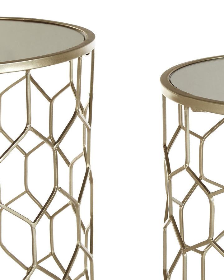 Set of 2 Curved Intersecting Lines Champagne Tables - Ideal