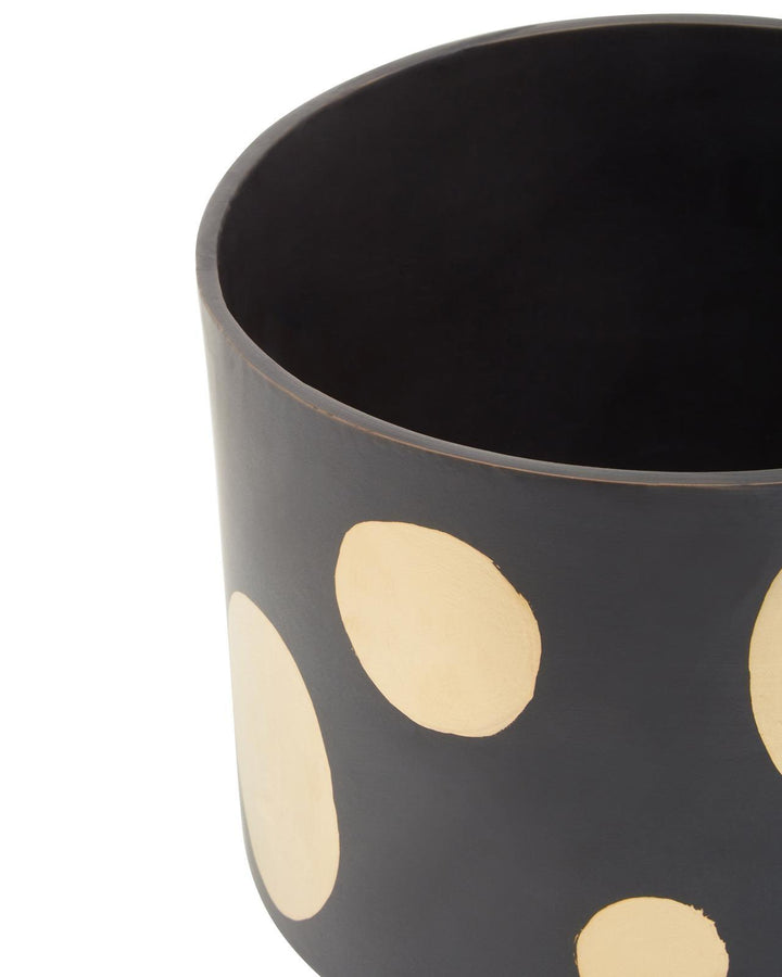 Soho Large Ceramic Plant Pot Black & Gold - Ideal