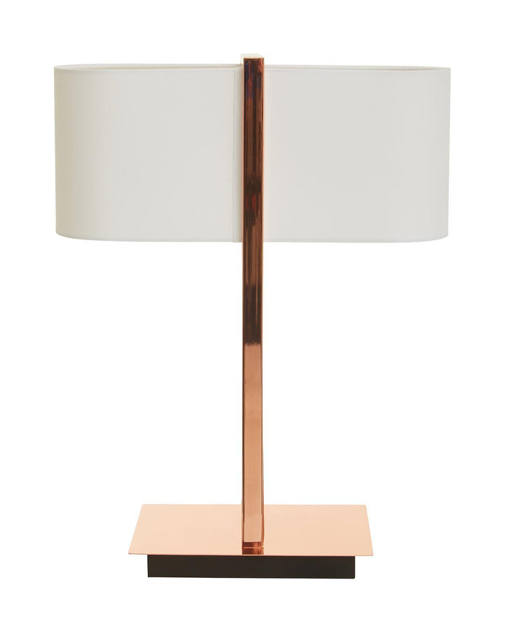 Copper Linear Sculptural Table Lamp with White Shade - Ideal