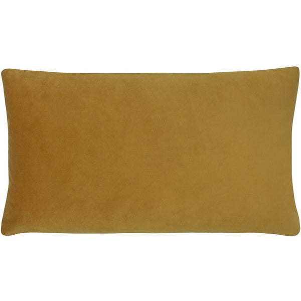 Sunningdale Velvet Rectangular Saffron Filled Cushions 12'' x 20'' - Polyester Pad - Ideal Textiles