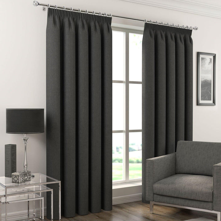 Orion Thermal Blackout Lined Tape Top Curtains Charcoal - 46'' x 54'' - Ideal Textiles