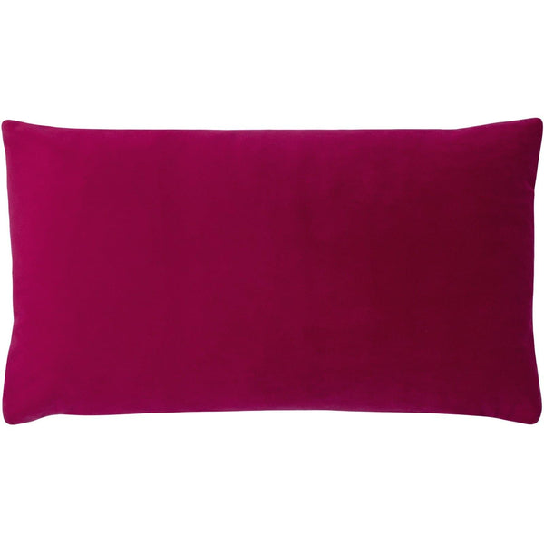 Sunningdale Velvet Rectangular Cerise Filled Cushions 12'' x 20'' - Polyester Pad - Ideal Textiles