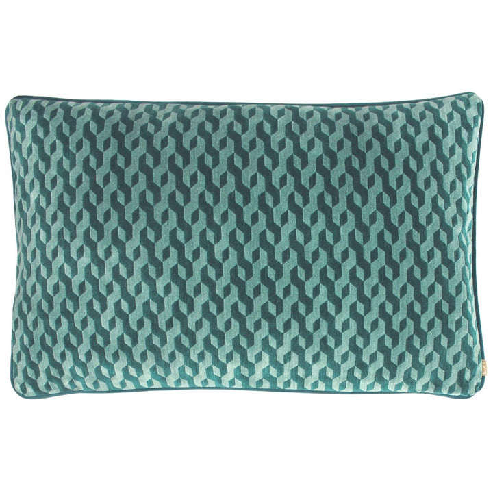 Dione Teal Geometric Velvet Cushion Cover 16'' x 24'' -  - Ideal Textiles