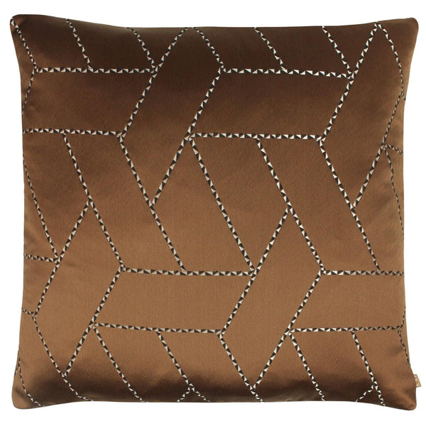 Hades Geometric Cognac Filled Cushions - Polyester Pad - Ideal Textiles
