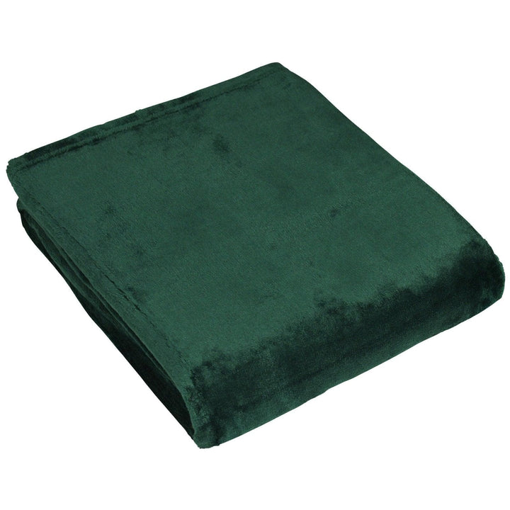 Harlow Plain Emerald Fleece Throw 140cm x 180cm -  - Ideal Textiles