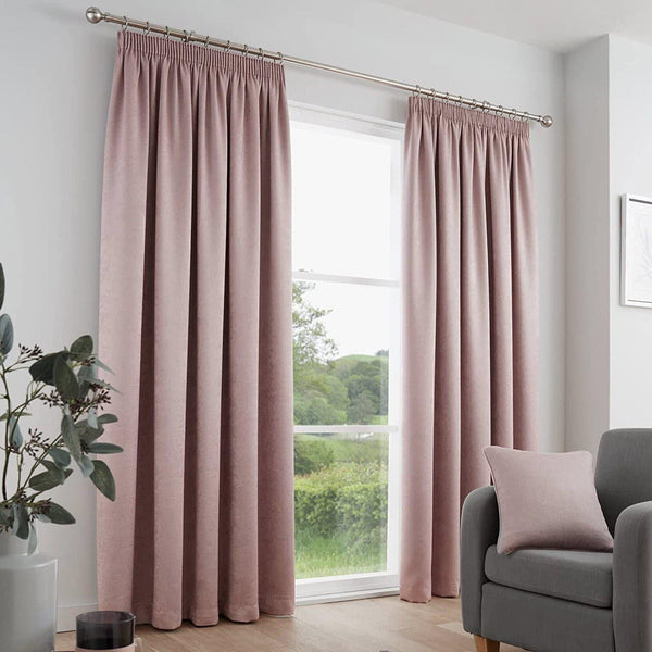 Galaxy Thermal Block Out Tape Top Curtains Blush - 46'' x 54'' - Ideal Textiles