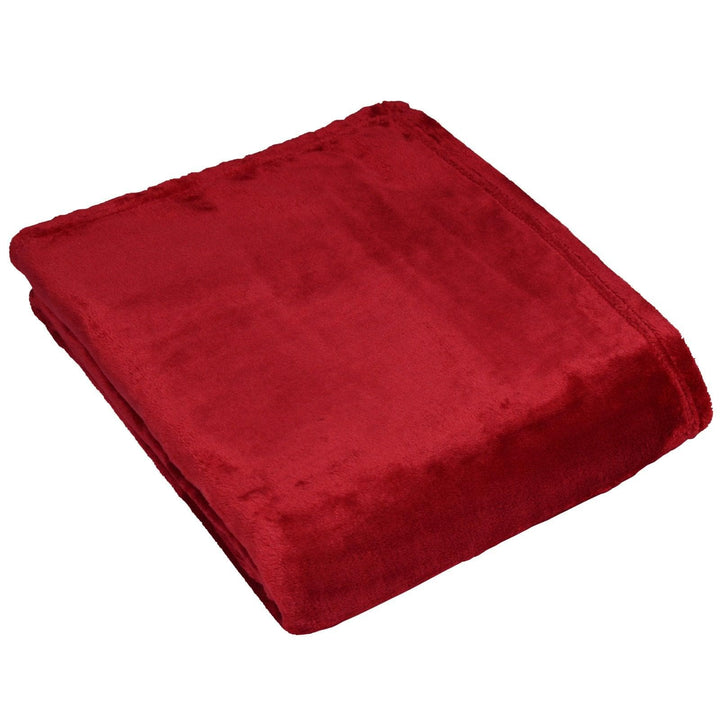 Harlow Plain Red Fleece Throw 140cm x 180cm -  - Ideal Textiles