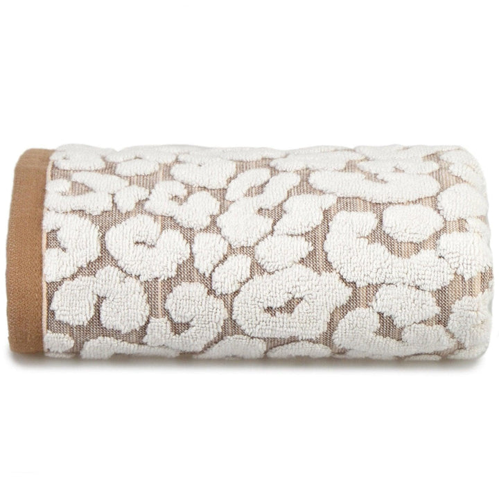 Leopard Jacquard Luxury Cotton Towel Natural - Hand Towel - Ideal Textiles