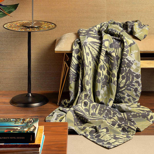 Marsh Butterfly Luxury Jacquard Throws Green - 130cm x 170cm - Ideal Textiles