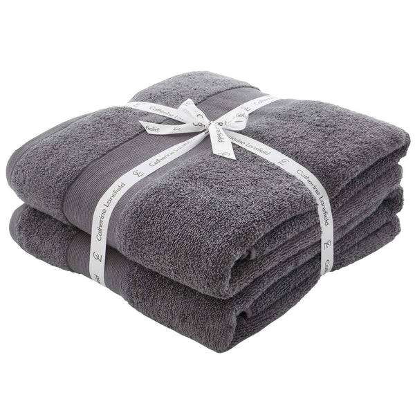 Anti-Bacterial 100% Cotton Charcoal 2 Pack Bath Sheet Pair -  - Ideal Textiles