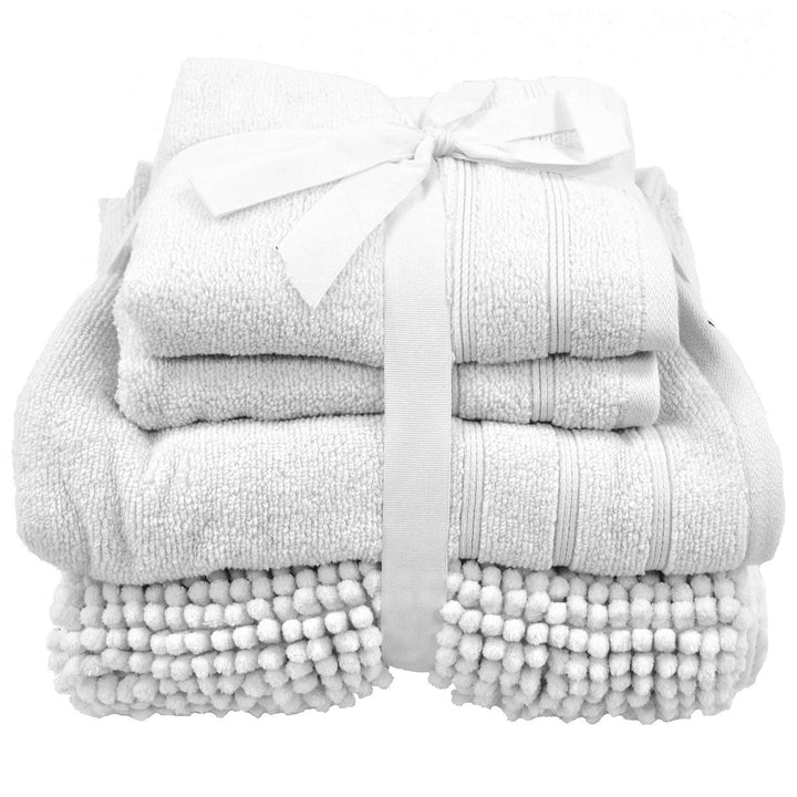 Loom Editions 4 Piece Towel Bale & Bath Mat Set White - Ideal