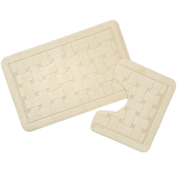 Orkney Non-Slip Bath & Pedestal Mat Set Cream -  - Ideal Textiles