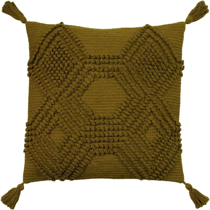 Halmo Hand Woven Boho Tassels Moss Cushion Covers 18'' x 18'' -  - Ideal Textiles