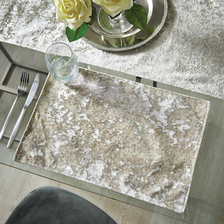 Crushed Velvet Pack of 2 Placemats Natural -  - Ideal Textiles
