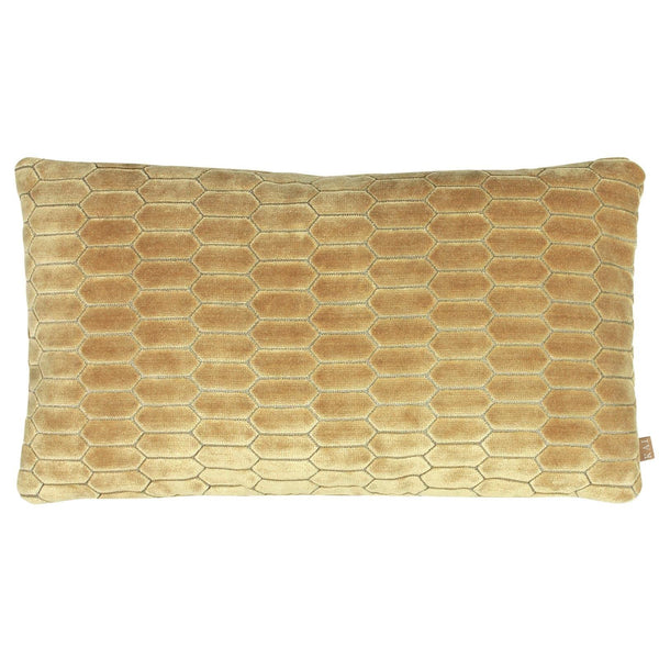 Rialta Geometric Velvet Ochre Cushion Cover 12'' x 20'' -  - Ideal Textiles