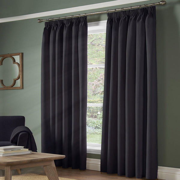 Essential 95% Blackout Tape Top Curtains Charcoal - 46'' x 54'' - Ideal Textiles