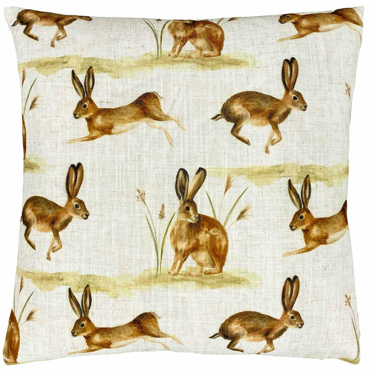 Country Running Hares Cream Cushion Cover 17" x 17" - Ideal