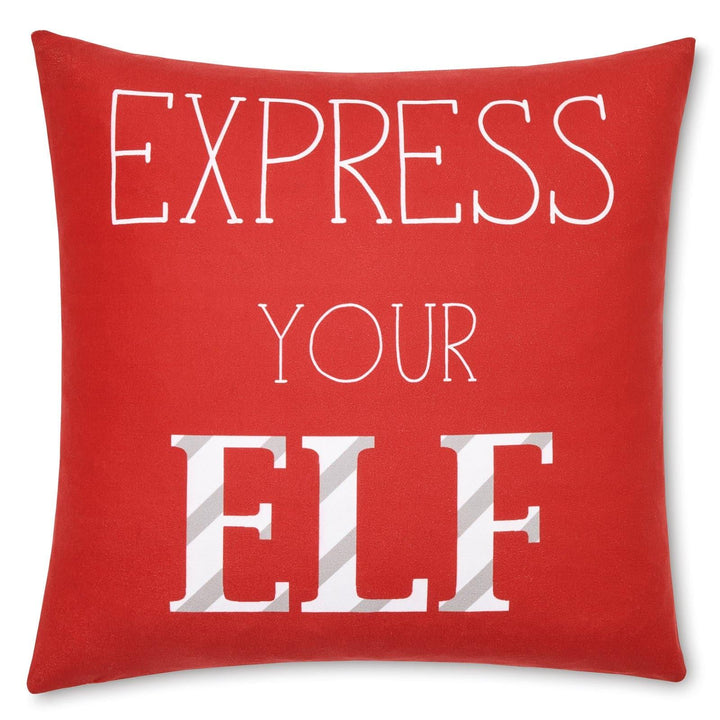 Express Your Elf Reversible Red Christmas Filled Cushion 18'' x 18'' -  - Ideal Textiles
